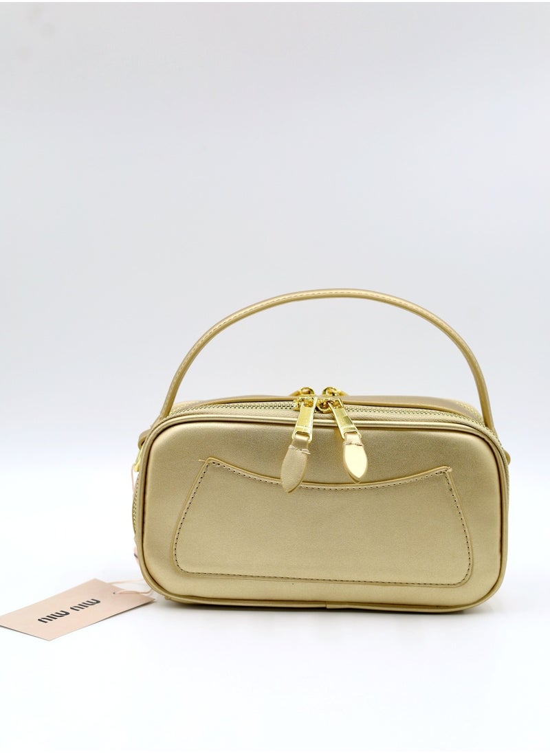 MIU Leather and Patent Leather Shoulder Bag