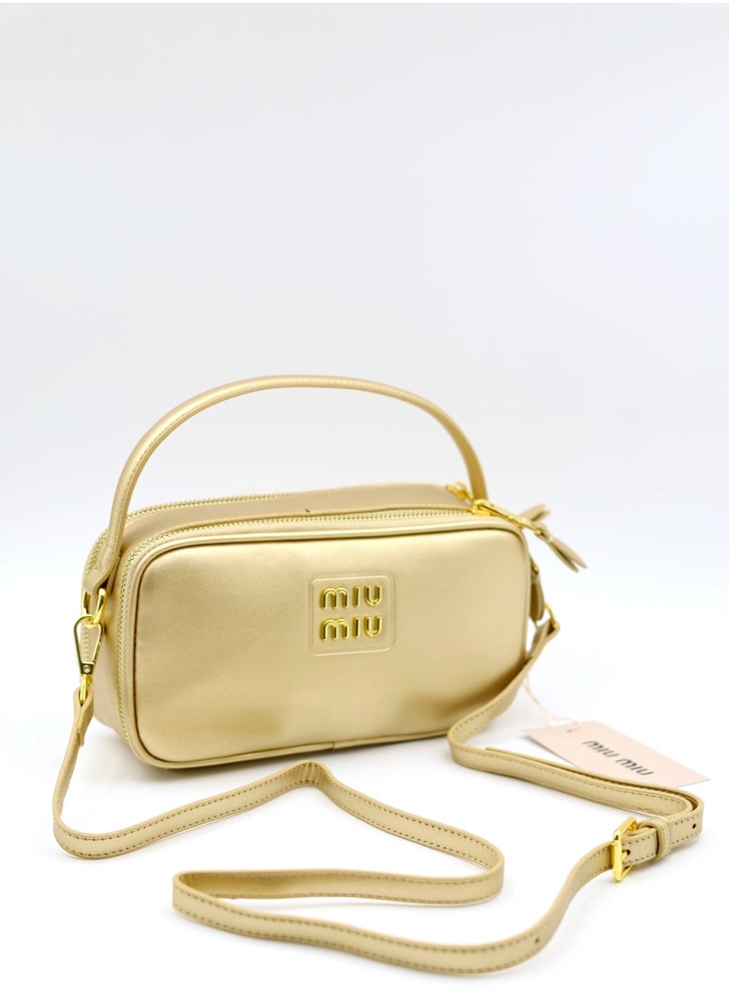 MIU Leather and Patent Leather Shoulder Bag