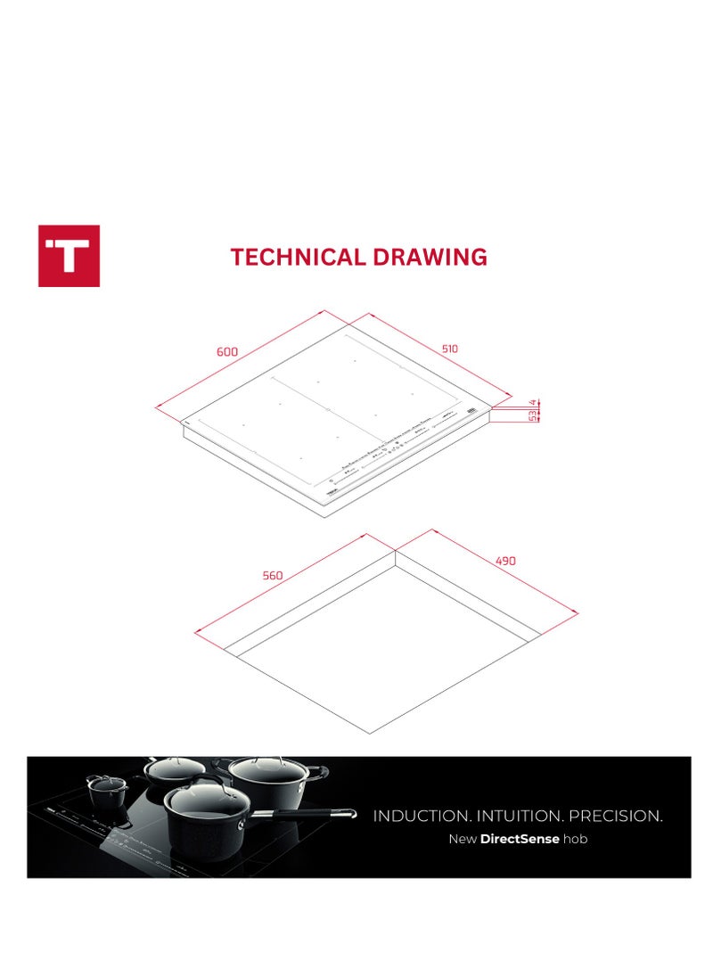 TEKA 60 cm Full Flex Induction Hob with Temperature sensors, 7 Cooking zones IZF 68700 MST - Made in Europe