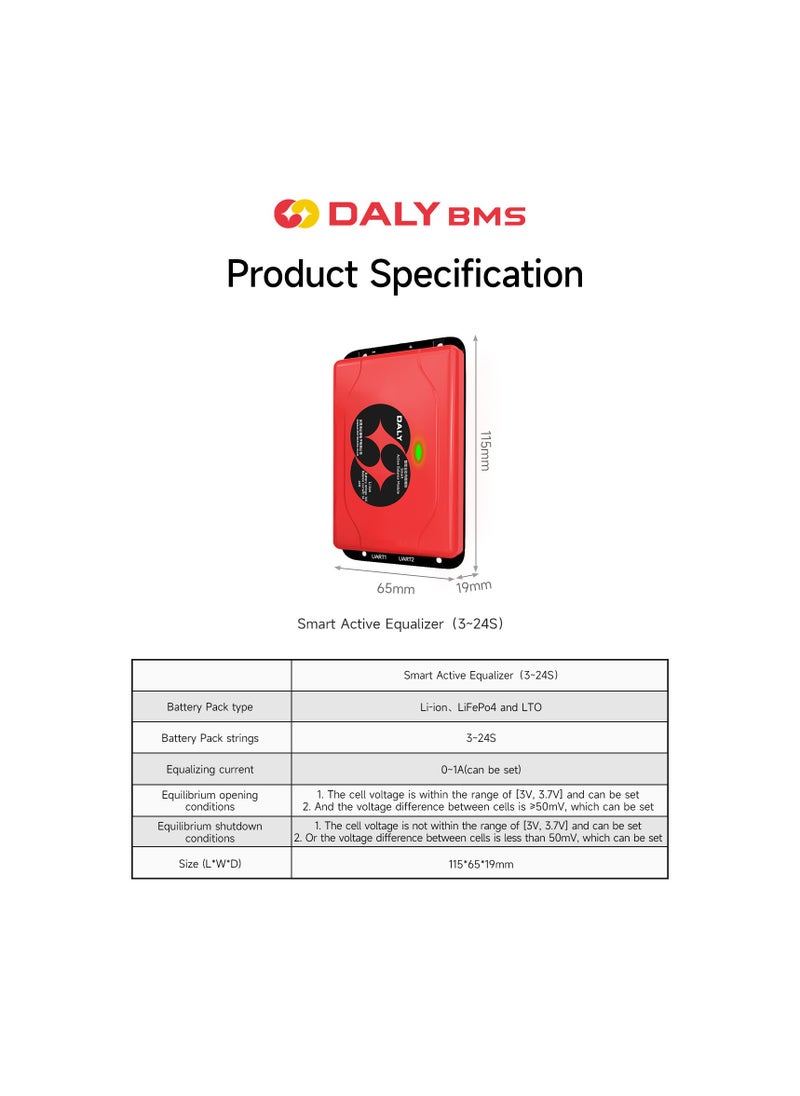 Daly Smart Lifepo4 4S 1 A Active Balancer – Bluetooth Enabled Battery Equalizer for 18650 Lithium Batteries