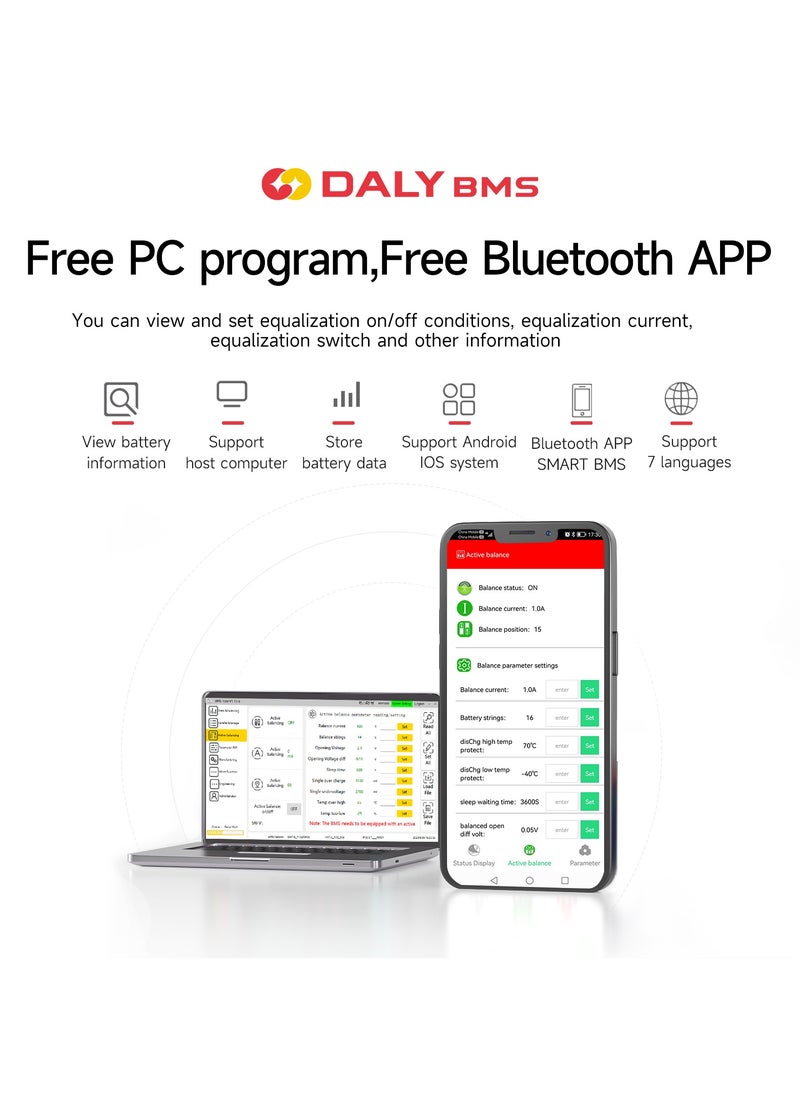 Daly Smart Lifepo4 4S 1 A Active Balancer – Bluetooth Enabled Battery Equalizer for 18650 Lithium Batteries