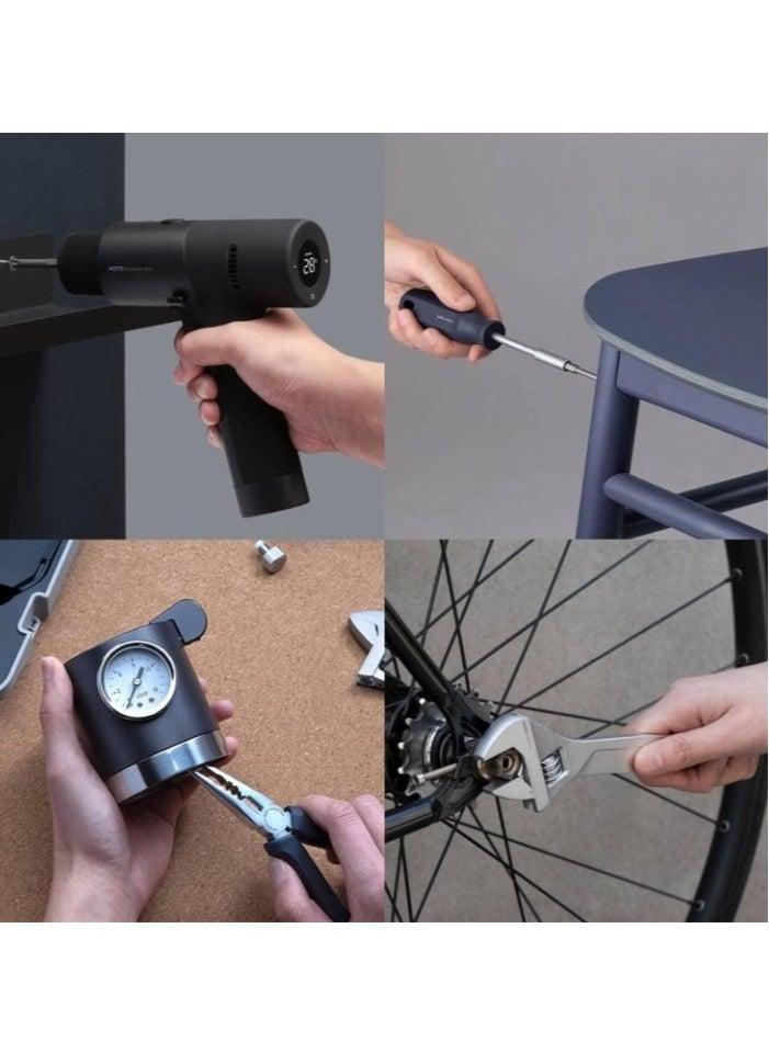 HOTO Manual Toolbox Hand Tool Set Portable Screwdriver Spanner Hammer Tape Measure Pliers Home Repair Installation Toolbox