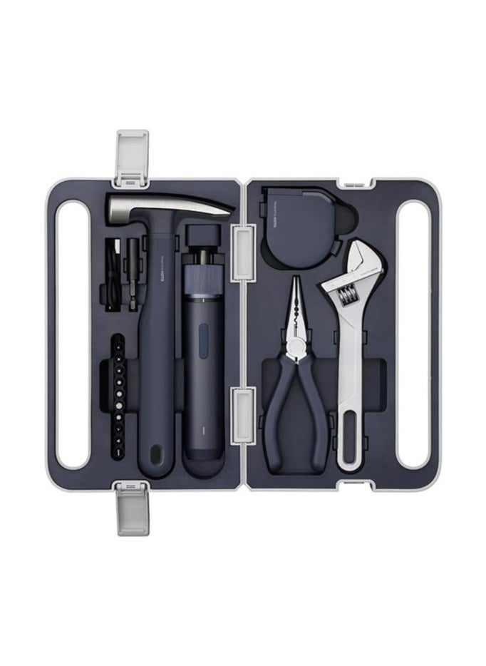 HOTO Manual Toolbox Hand Tool Set Portable Screwdriver Spanner Hammer Tape Measure Pliers Home Repair Installation Toolbox