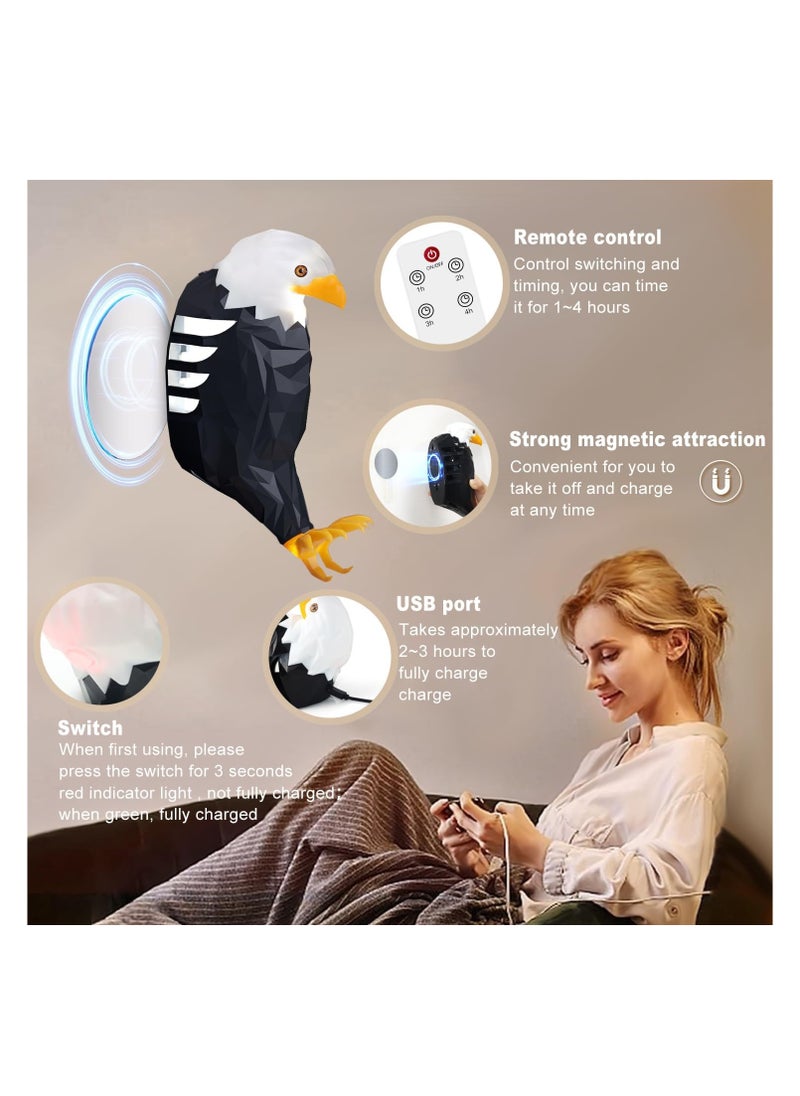 Eagle Light Decorative Light Kid Night Light Mood Light LED Wall Light Magnetic LED Wall Mounted Eagle Light with Remote Control, USB Charging, Battery Powered and Removable Rechargeable Eagle Light for Indoor, Office