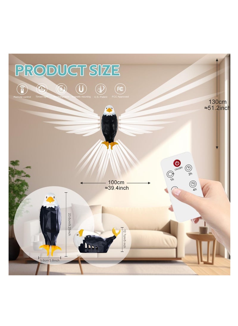 Eagle Light Decorative Light Kid Night Light Mood Light LED Wall Light Magnetic LED Wall Mounted Eagle Light with Remote Control, USB Charging, Battery Powered and Removable Rechargeable Eagle Light for Indoor, Office