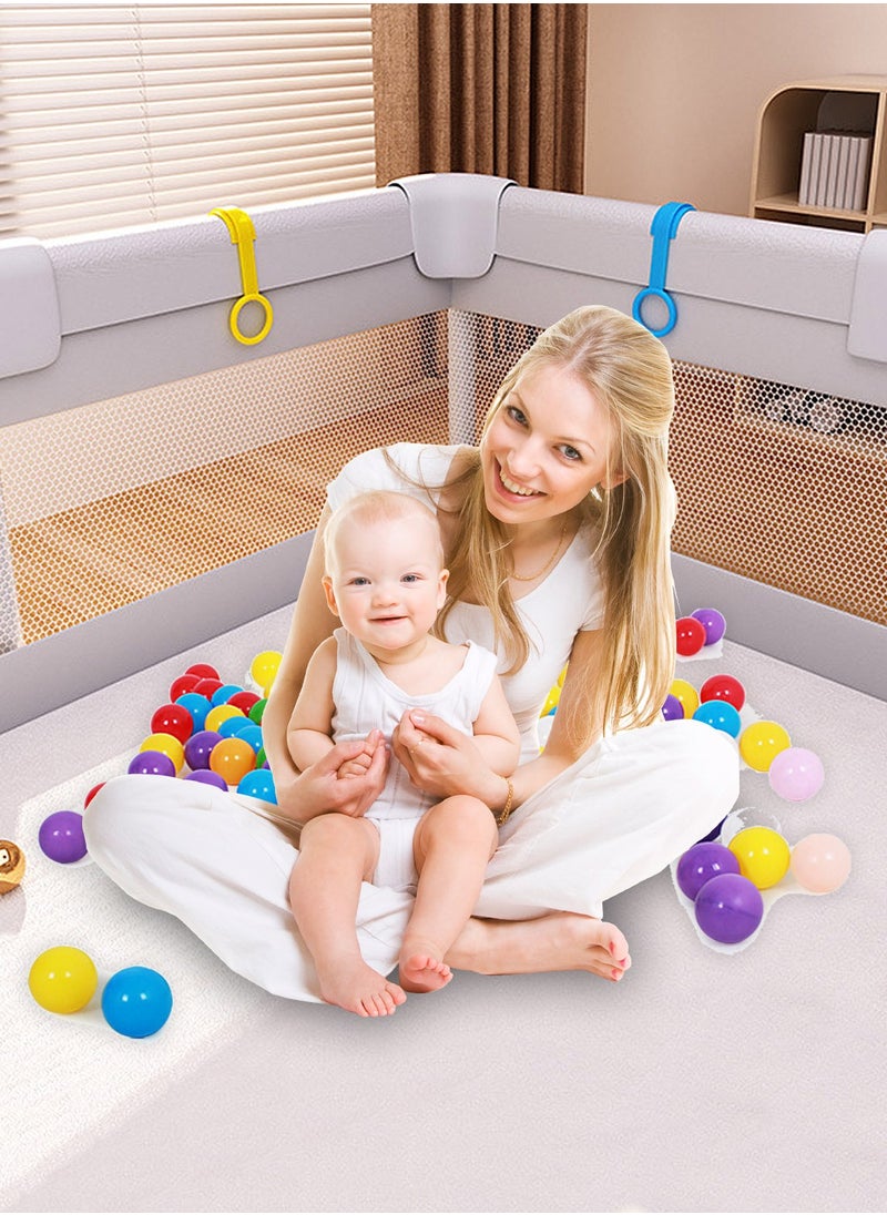 Baby Playpen With Play Mat, Baby Play Activity Center With Balls, Two Hand Grips And Storage Bag, Safety Play Yard