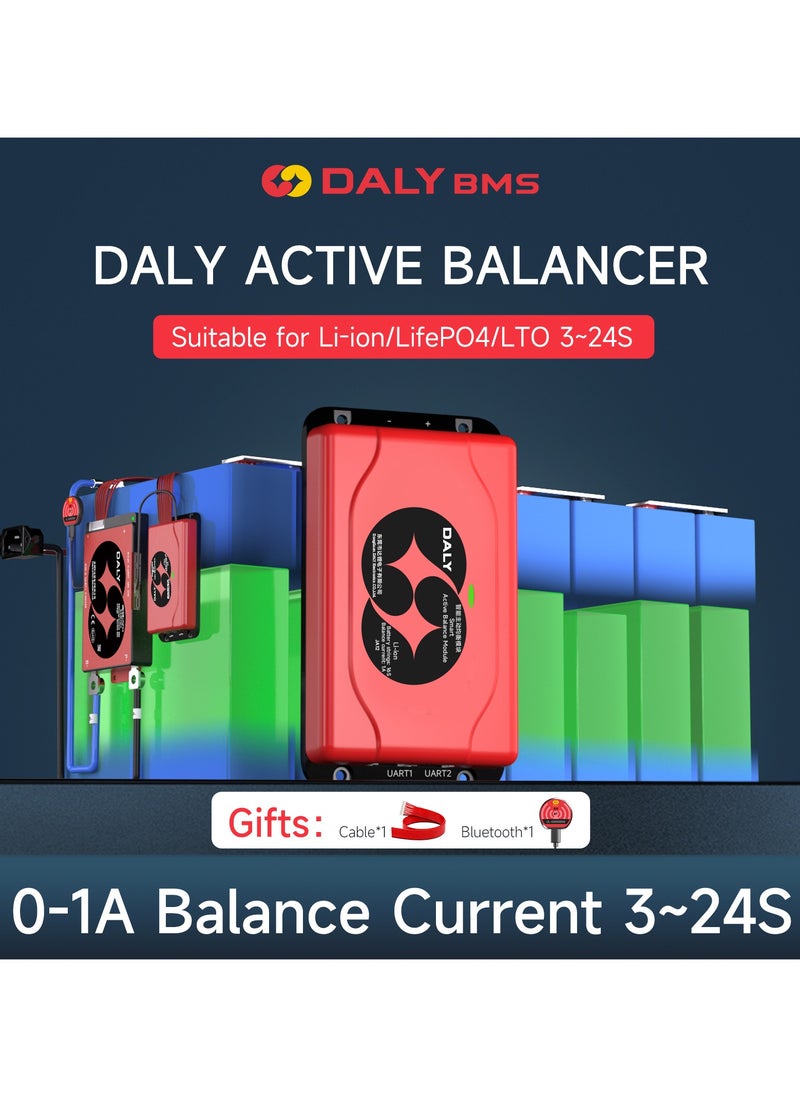 Daly Smart Lifepo4 14S 1A Active Balancer – Bluetooth Enabled Battery Equalizer for 18650 Lithium Batteries