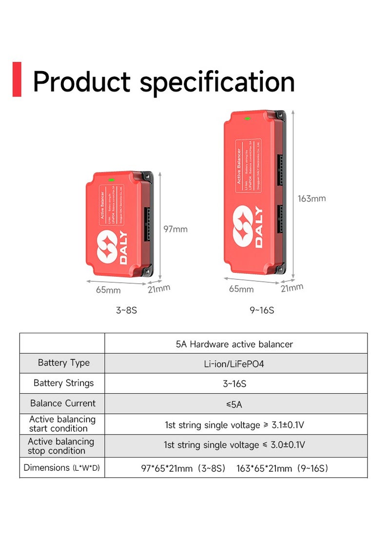 Daly Smart Lifepo4 20S 1A Active Balancer – Bluetooth Enabled Battery Equalizer for 18650 Lithium Batteries