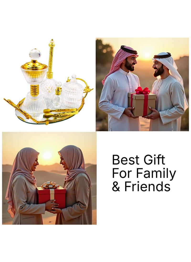 Elegant Design Glass Incense Burner Set Arabic Oud Holder for Home and Office Fragrance