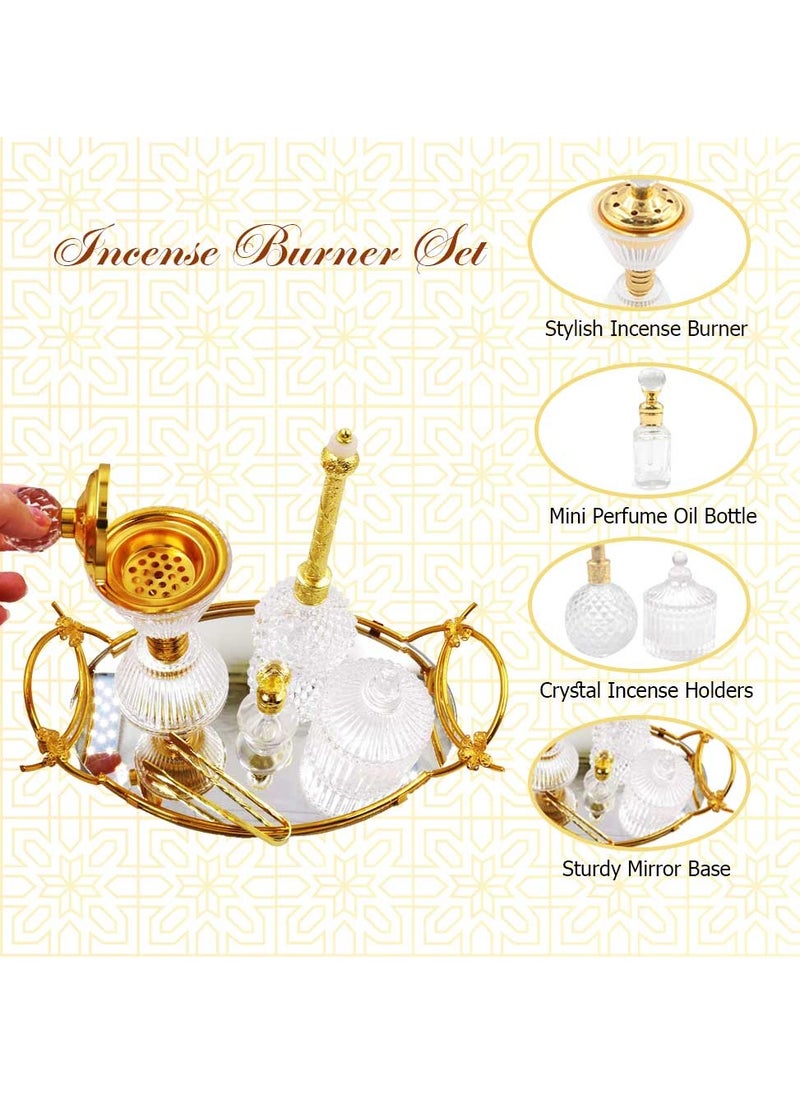 Elegant Design Glass Incense Burner Set Arabic Oud Holder for Home and Office Fragrance