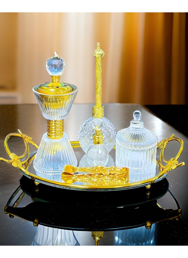 Elegant Design Glass Incense Burner Set Arabic Oud Holder for Home and Office Fragrance
