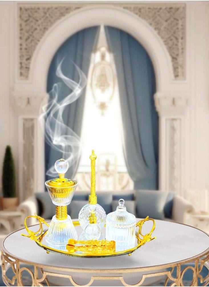 Elegant Design Glass Incense Burner Set Arabic Oud Holder for Home and Office Fragrance