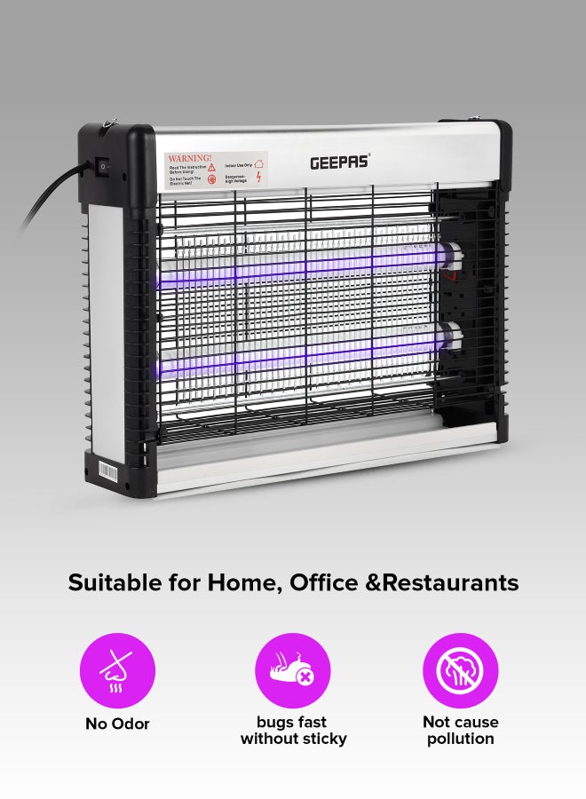 Electric Insect Killer 20W 2X10 W Ultra Violet Tubes | Automatic Pest-Killer with Advanced Technology| No Toxic Fumes or Vapor| No Pollution Healthful| Low Energy Consumption Ideal for Office, Home, Hotels & Commercial Use 20 W GBK25615 Silver/Black
