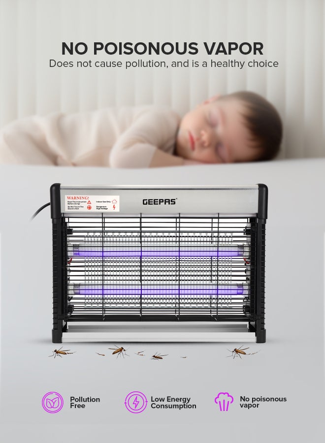 Electric Insect Killer 20W 2X10 W Ultra Violet Tubes | Automatic Pest-Killer with Advanced Technology| No Toxic Fumes or Vapor| No Pollution Healthful| Low Energy Consumption Ideal for Office, Home, Hotels & Commercial Use 20 W GBK25615 Silver/Black