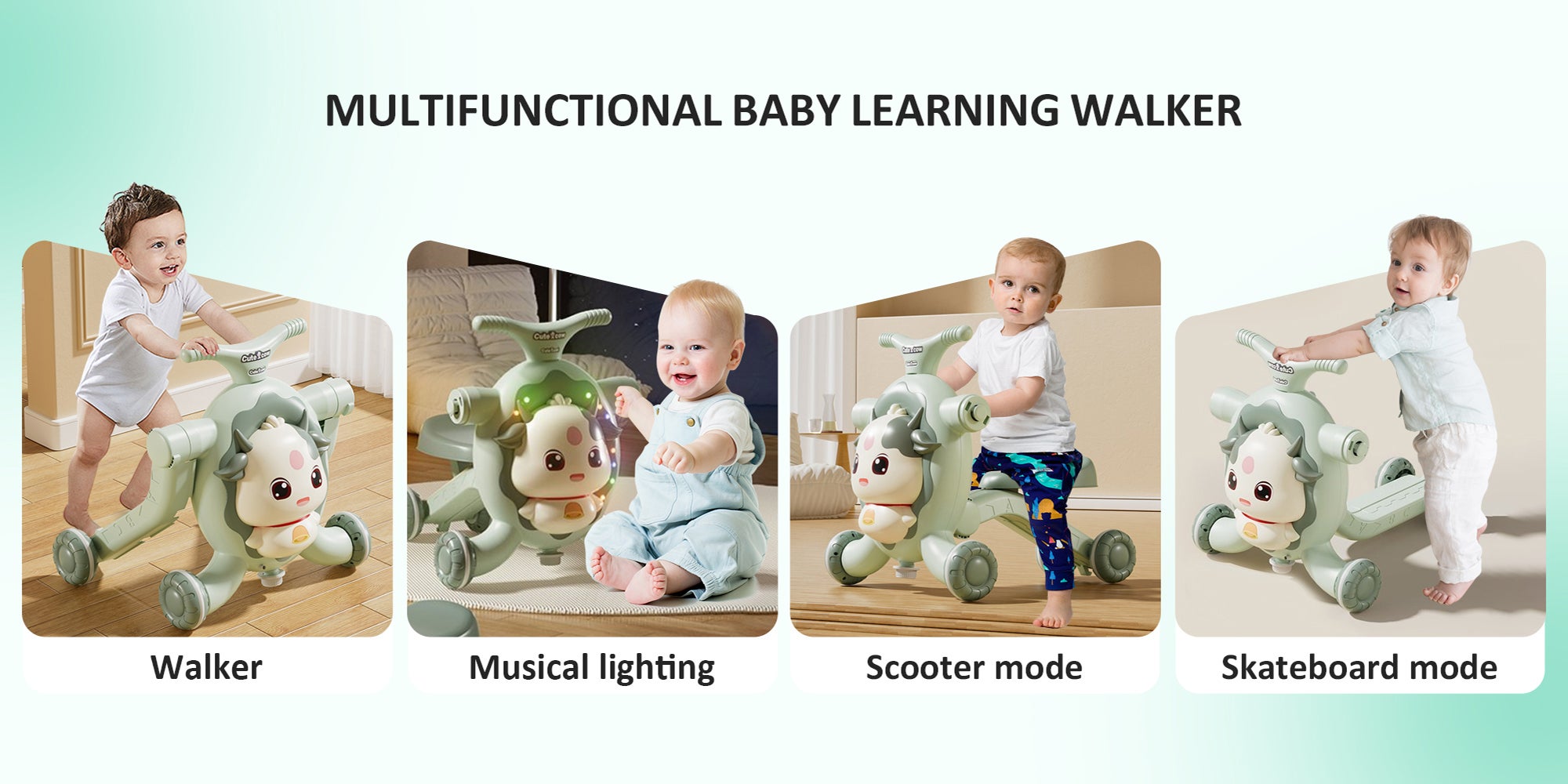 3-in-1 Baby Walker Toddler Walker Push Toy Multifunctional Baby Scooter Kids Activity Center with Music for 0-4 Years Old Boys and Gril