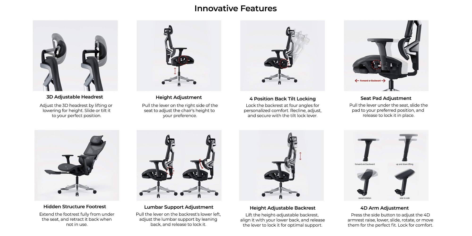 AFTERWORK Omnix Super Ergonomic Gaming Chair with Hidden Footrest, 3D Adjustable Headrest, 4D Armrests, Adjustable Lumbar, Seat Slider, and 4-Position Tilt Lock – Grey & Silver Grey