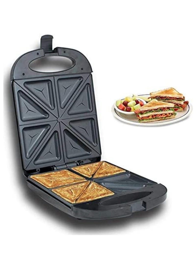 National 700W Non-Stick Sandwich Maker for Grilled Cheese, Waffles & Steak – Deep Plates, Stainless Steel, Cool Touch Handle, 2-Year Warranty, Auto Temp Control, Easy Clean, Power & Ready Indicator