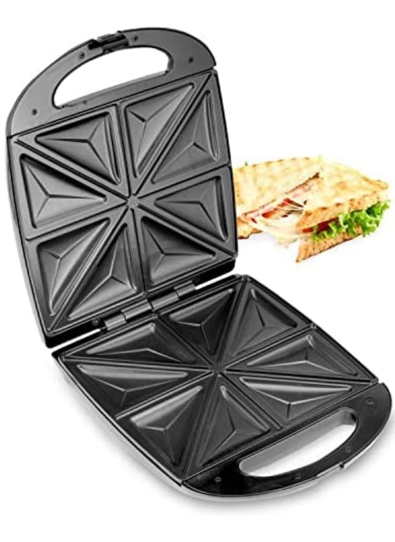 National 700W Non-Stick Sandwich Maker for Grilled Cheese, Waffles & Steak – Deep Plates, Stainless Steel, Cool Touch Handle, 2-Year Warranty, Auto Temp Control, Easy Clean, Power & Ready Indicator