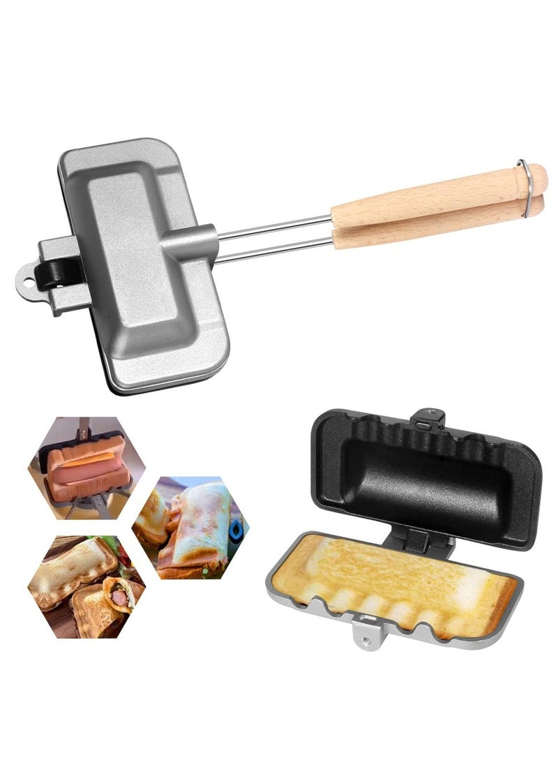 Hot Sandwich Maker, Hot Dog Toaster, Double-Sided Sandwich Baking Pan, Double Sided Frying Pan, Grilled Cheese Maker Nonstick Sandwich Maker Flip Grill Pan for Breakfast Pancakes, Omelets, Toast