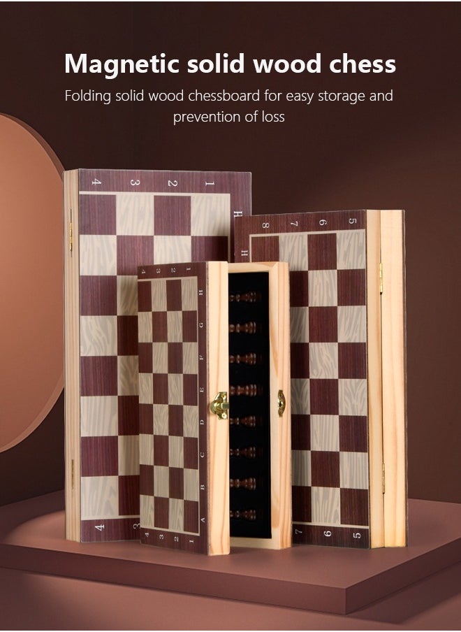 Magnetic Wooden Chess Set - 15 Inch Magnetic Wooden Chess Set, Board Game for Adults and Kids, Leisure Toys