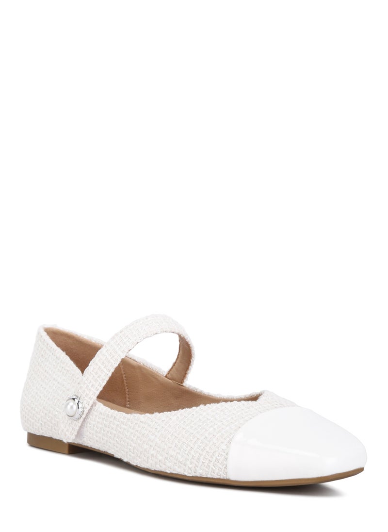 White Patent Toe Cap Satin Mary Jane