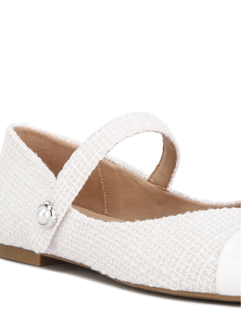 White Patent Toe Cap Satin Mary Jane