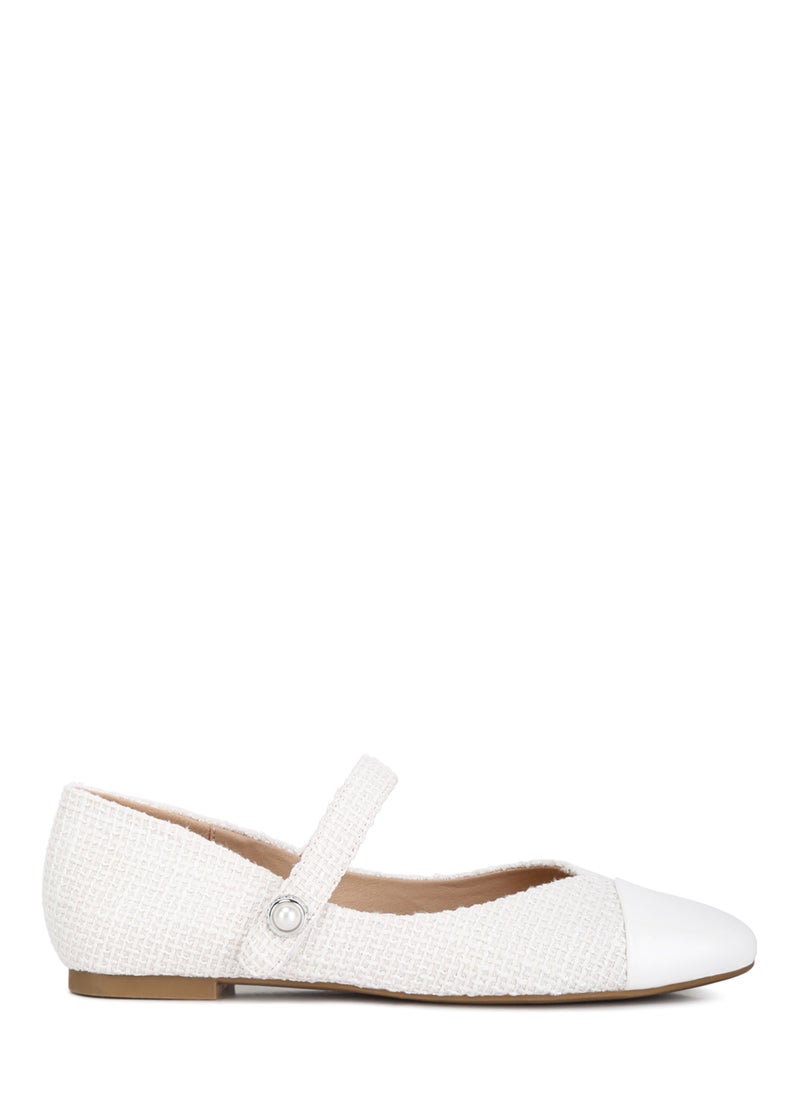 White Patent Toe Cap Satin Mary Jane