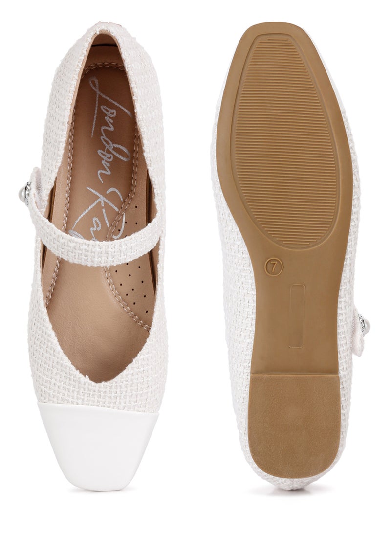 White Patent Toe Cap Satin Mary Jane