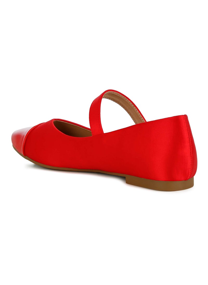 Red Patent Toe Cap Satin Mary Jane