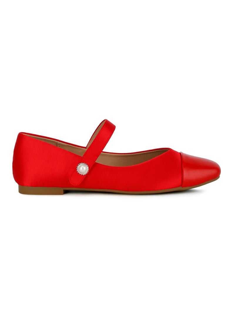 Red Patent Toe Cap Satin Mary Jane