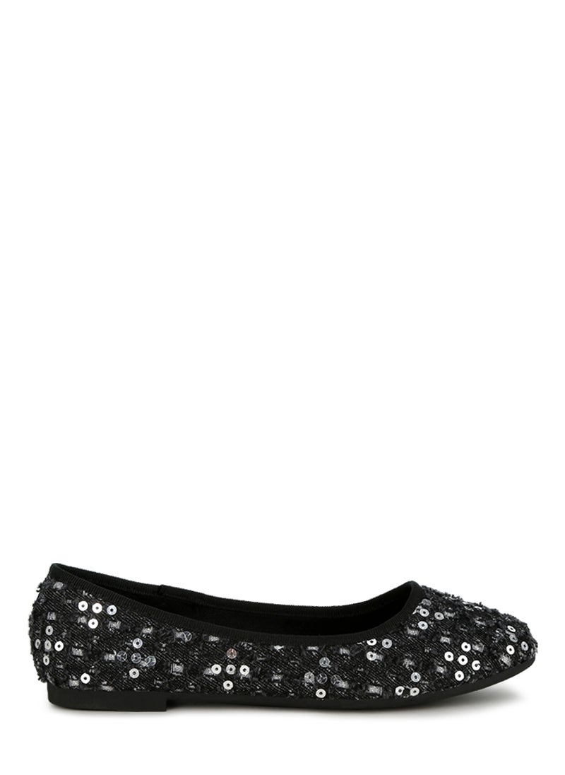 Black Sequin Ballet Flats