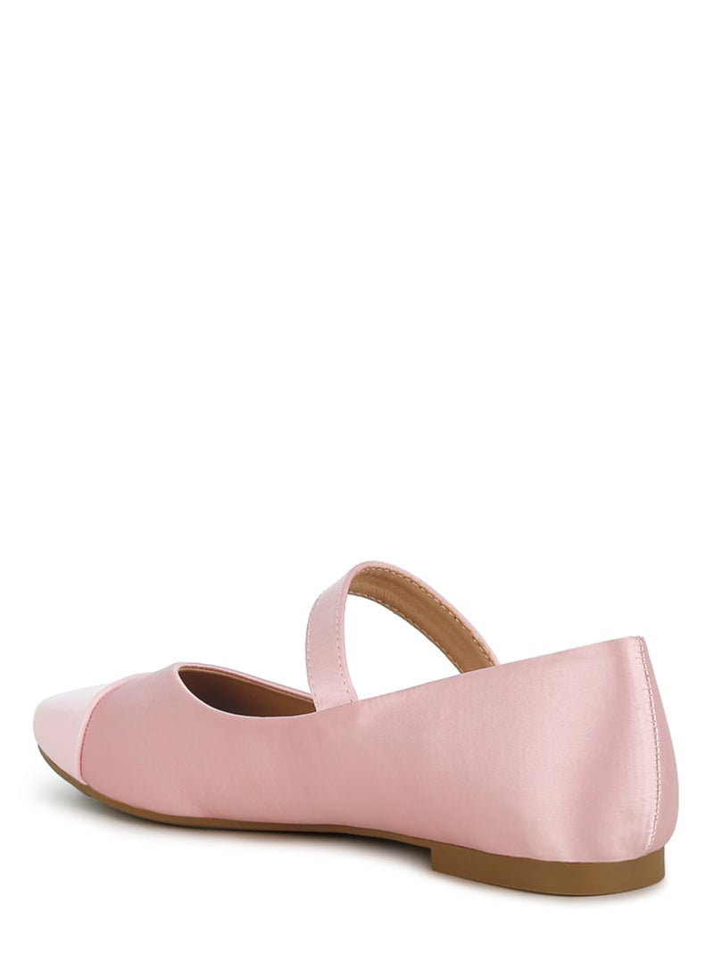 Pink Patent Toe Cap Satin Mary Jane