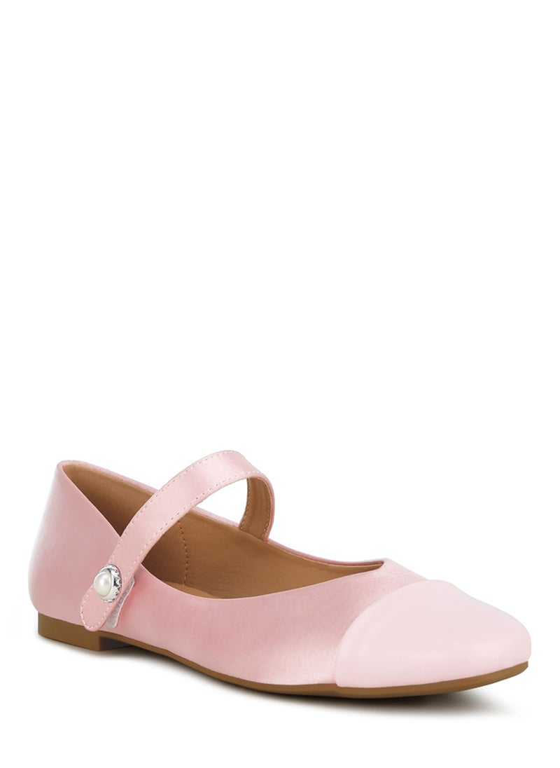 Pink Patent Toe Cap Satin Mary Jane