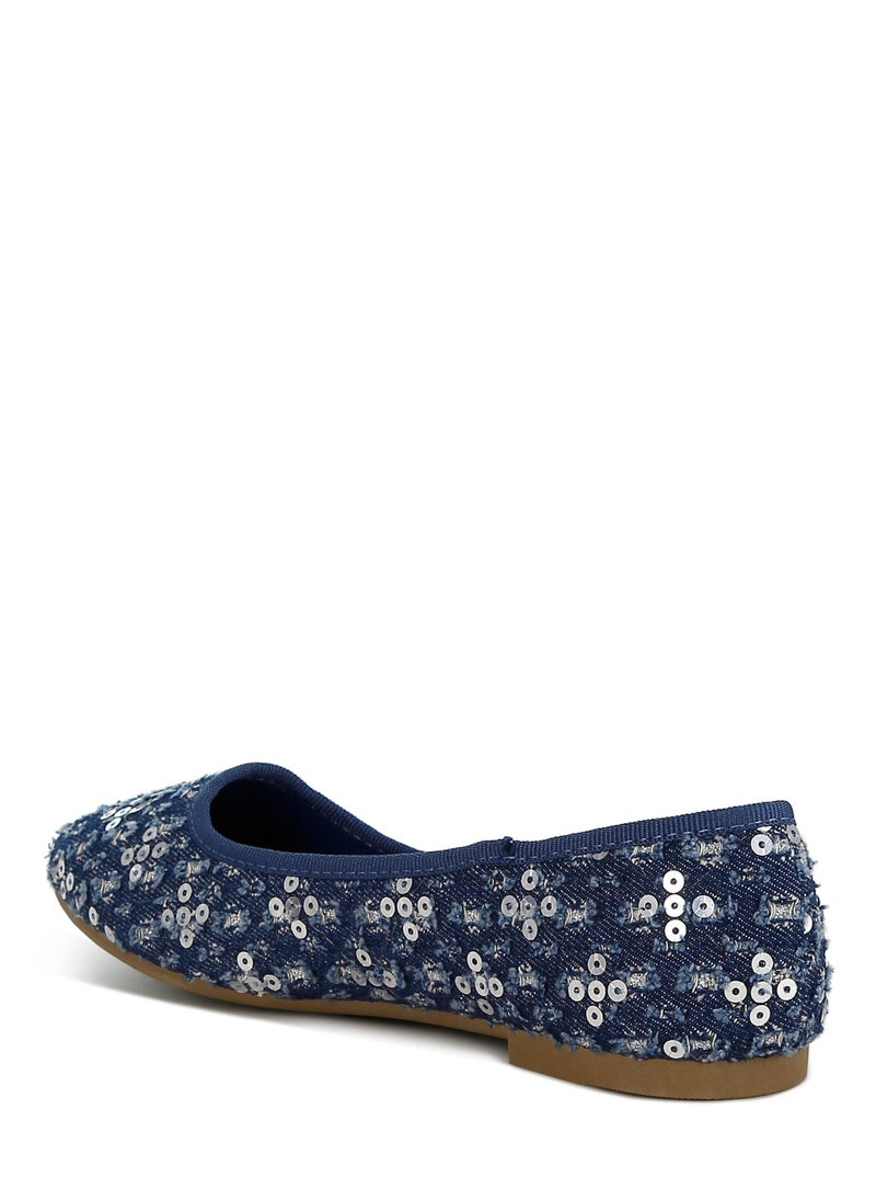 Sequin Ballet Flats in Blue