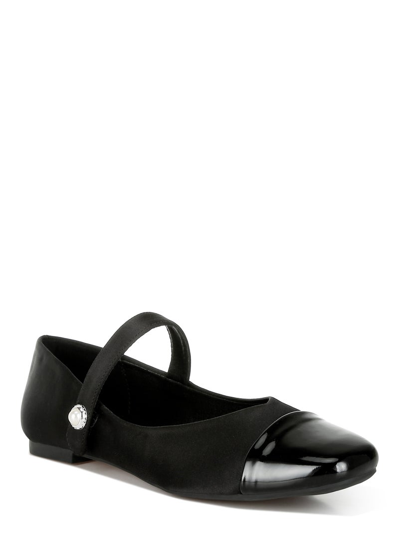 Black Patent Toe Cap Satin Mary Jane