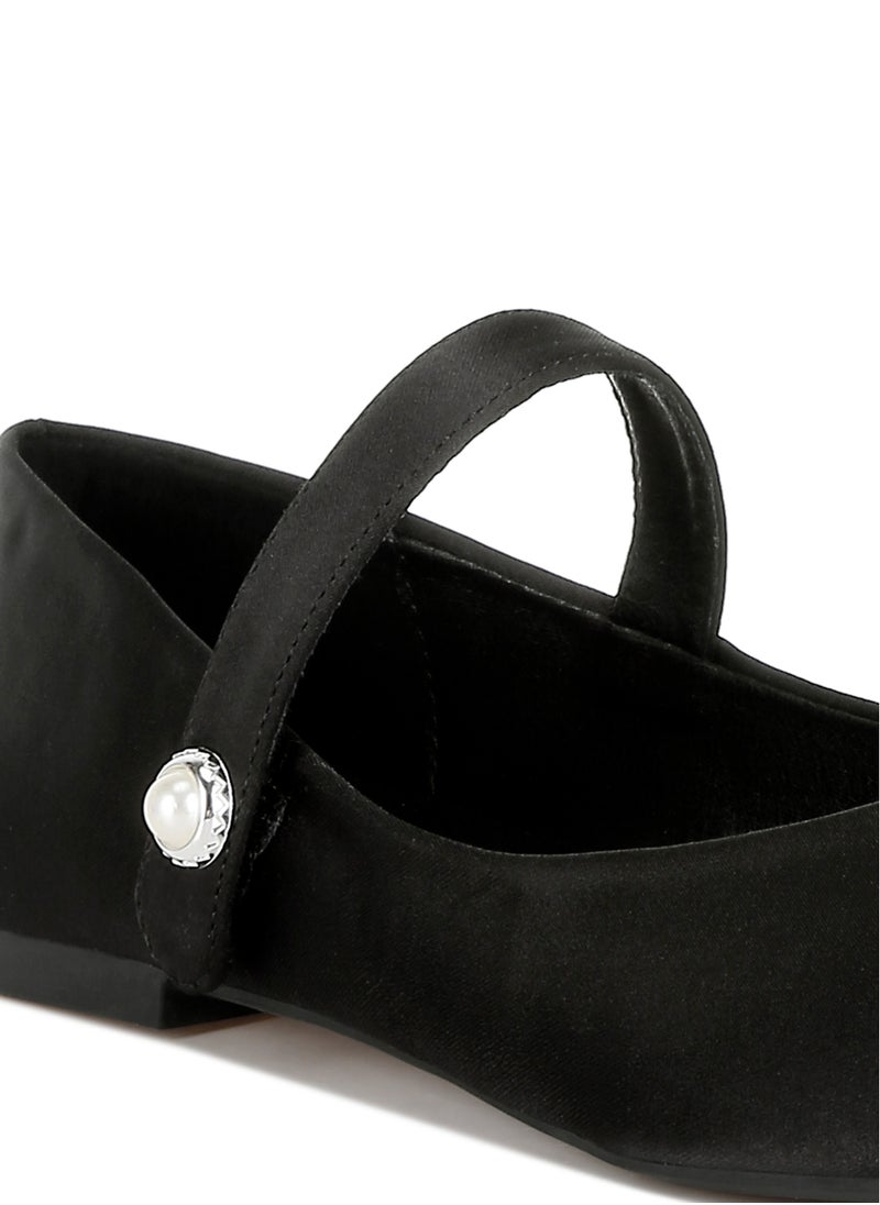 Black Patent Toe Cap Satin Mary Jane