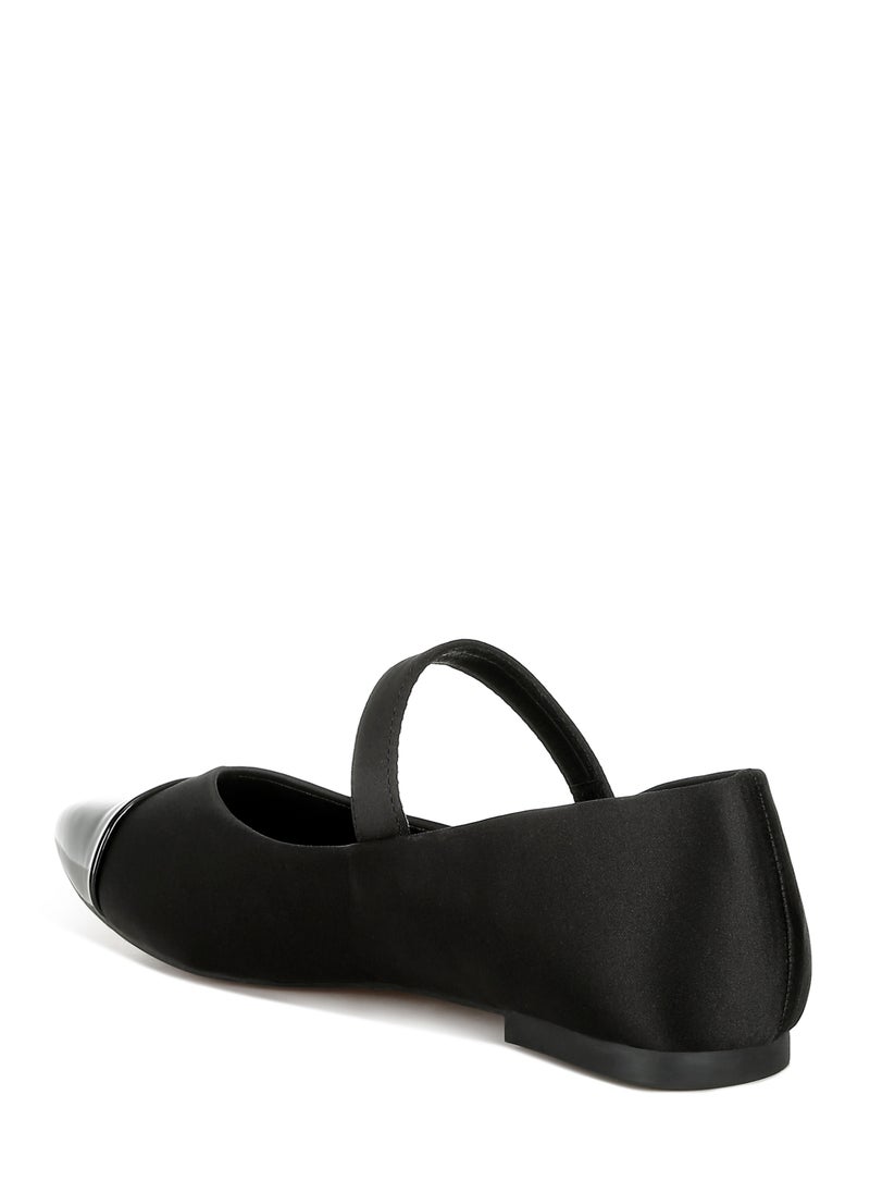 Black Patent Toe Cap Satin Mary Jane