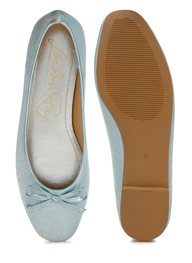 Metallic Ballet Flats in Baby Blue