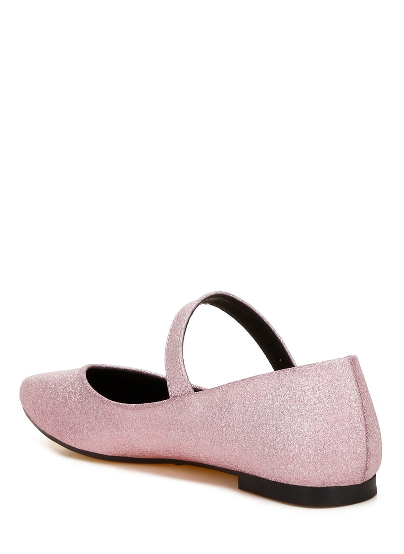 Glitter Pin Buckle Ballerinas in Pink