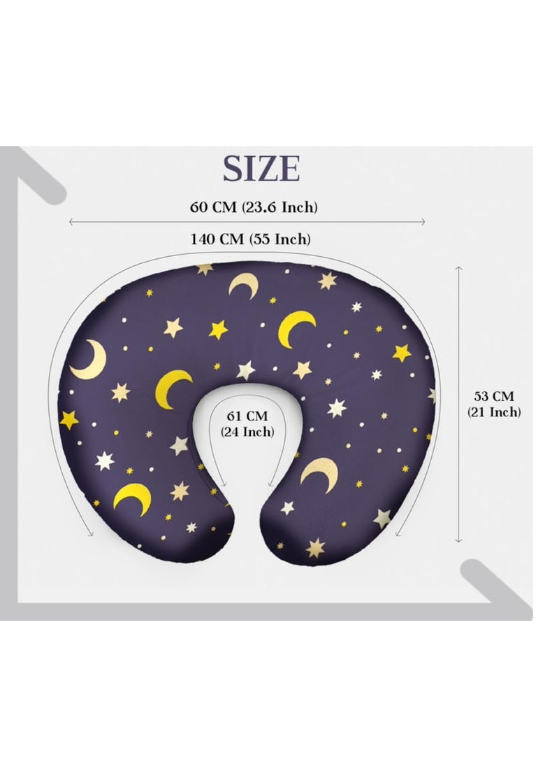 Breast Feeding Baby Pillow with Detachable Velvet Cover | Feeding Pillow for New Born Baby |Infant Support for Baby and Mom Cradle with Velvet Cover(Starry)