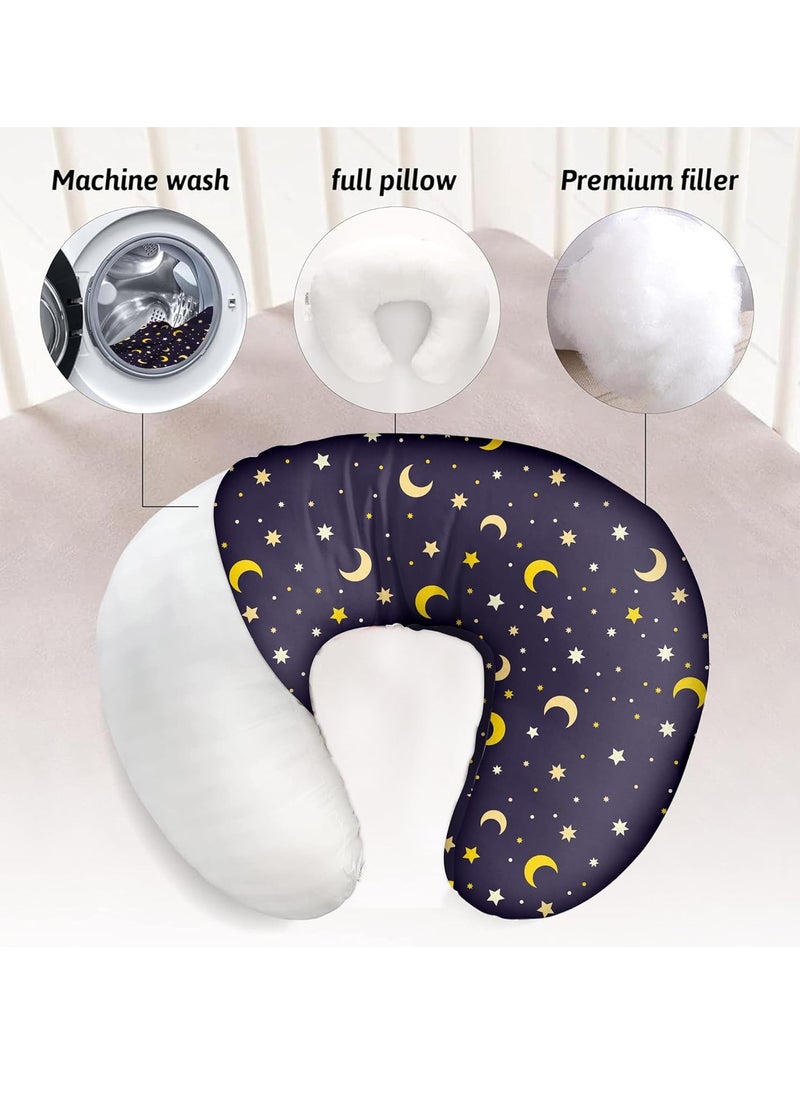 Breast Feeding Baby Pillow with Detachable Velvet Cover | Feeding Pillow for New Born Baby |Infant Support for Baby and Mom Cradle with Velvet Cover(Starry)