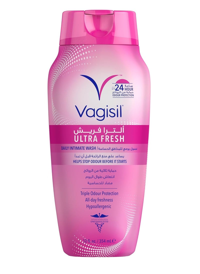 Ultra Fresh Feminine Daily Intimate Wash Triple Odor Protection All Day Freshness Hypoallergenic 354 ml