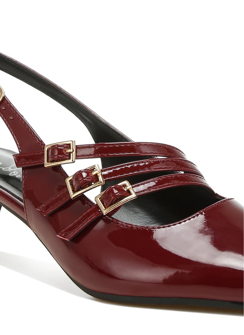 Triple Strap Slingback Sandals in Burgundy