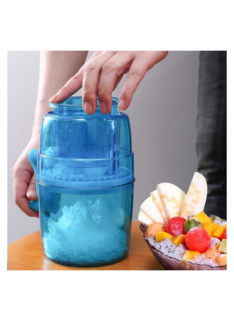 Portable Manual Ice Shaver and Snow Cone Maker in Vibrant Blue, Ultimate Kitchen Tool for Making Refreshing Slushies and Snow Cones for Effortless Summer Coolness.