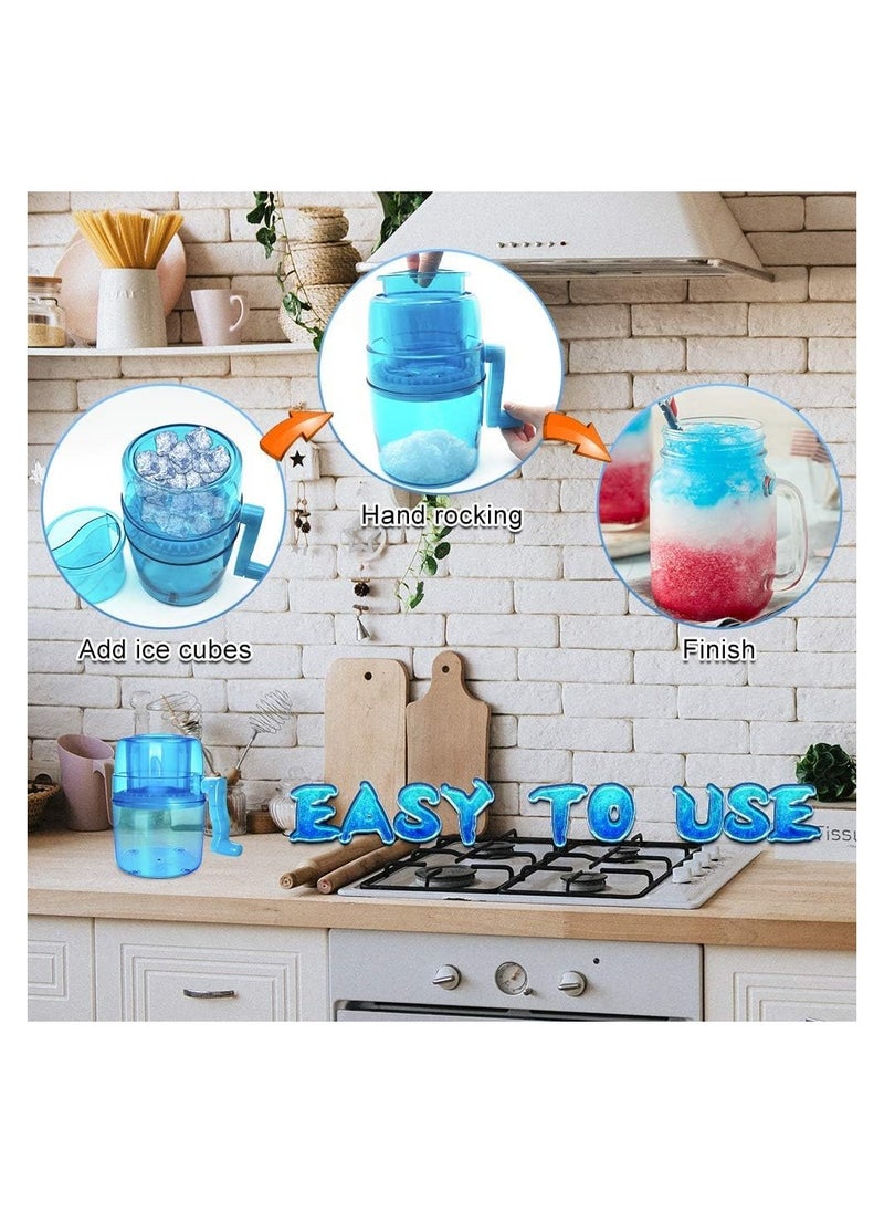 Portable Manual Ice Shaver and Snow Cone Maker in Vibrant Blue, Ultimate Kitchen Tool for Making Refreshing Slushies and Snow Cones for Effortless Summer Coolness.