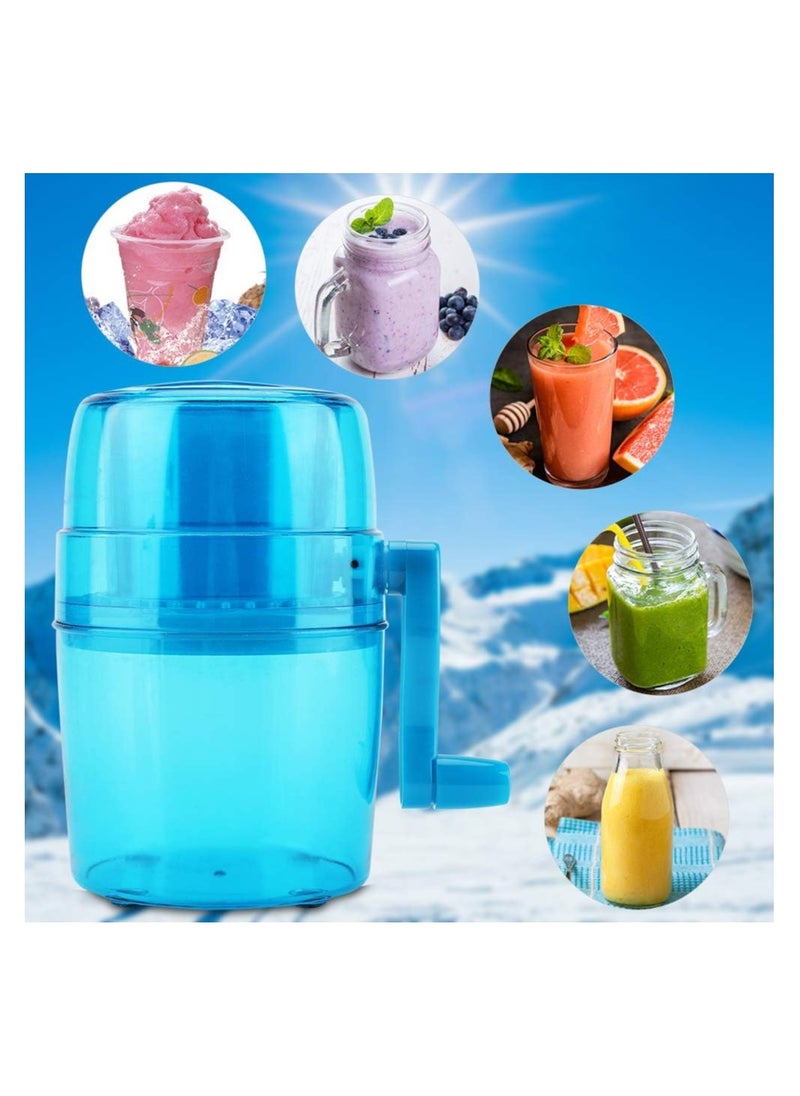 Portable Manual Ice Shaver and Snow Cone Maker in Vibrant Blue, Ultimate Kitchen Tool for Making Refreshing Slushies and Snow Cones for Effortless Summer Coolness.