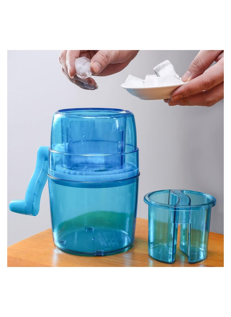 Portable Manual Ice Shaver and Snow Cone Maker in Vibrant Blue, Ultimate Kitchen Tool for Making Refreshing Slushies and Snow Cones for Effortless Summer Coolness.