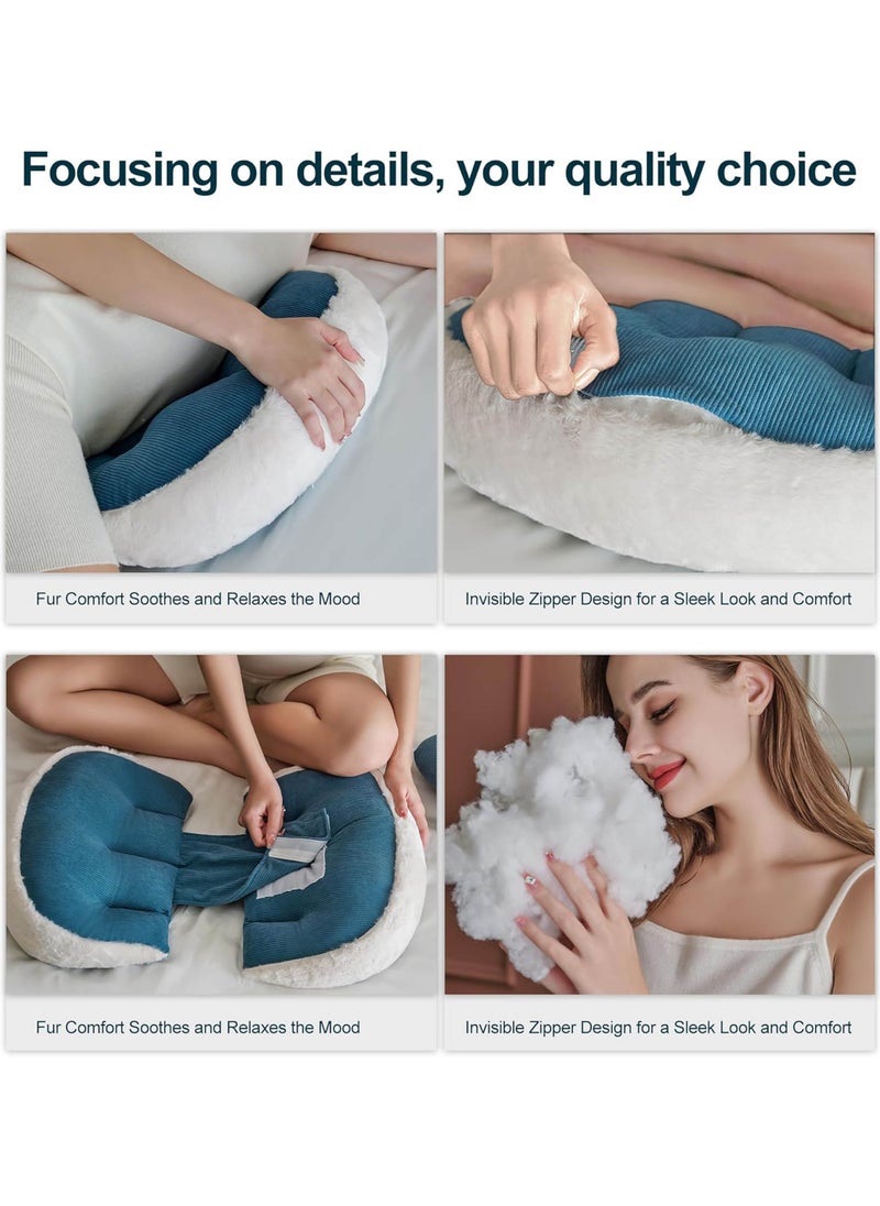 Pregnancy Pillow for Sleeping,Comfortable Faux Fur Luxury Maternity Pillow Support for Pregnant Women, Pregnancy Pillows with Laundry Bag, Maternity Pillows for Hip Pain