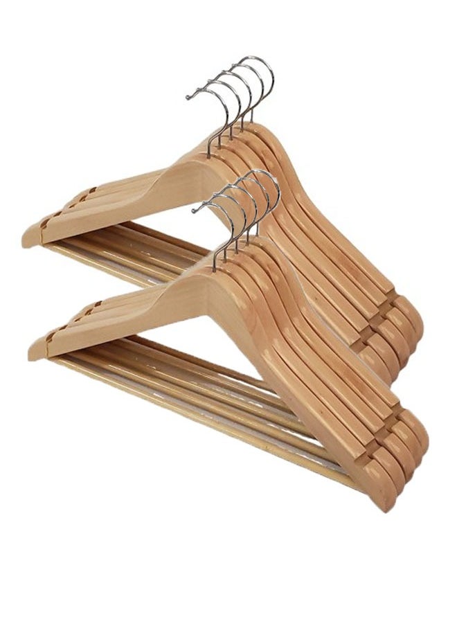 Pack of 10 Non-Slip Swivel Hook Wooden Hangers