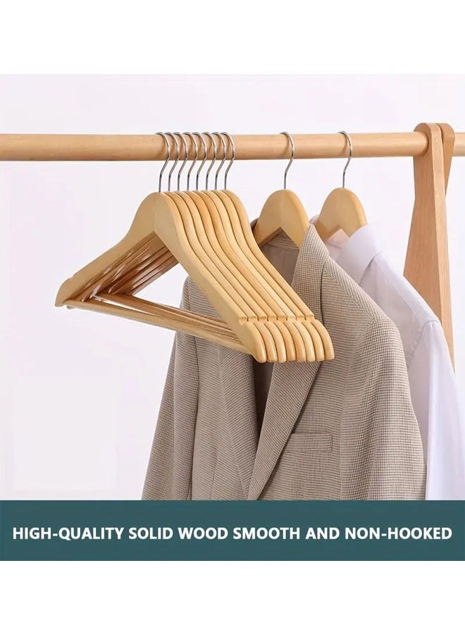 Pack of 10 Non-Slip Swivel Hook Wooden Hangers